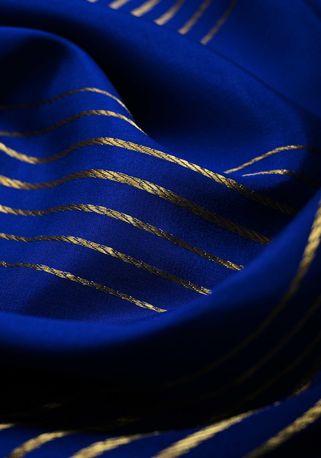Royal Blue Pure Mysore Silk Saree with Zari Stripes and Zari Border  | SILK MARK CERTIFIED | SHOBITAM