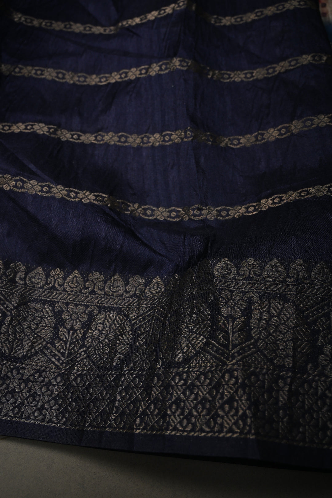Pastel Multicolor Semi Silk Saree with Digital Print and Contrast Stripes Zari Border | SHOBITAM