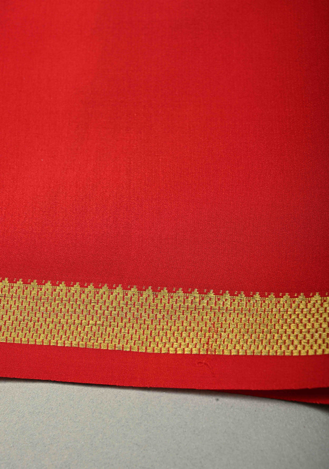 Blood Red Mysore Silk Saree with Minimal Zari Border  | SILK MARK CERTIFIED | SHOBITAM