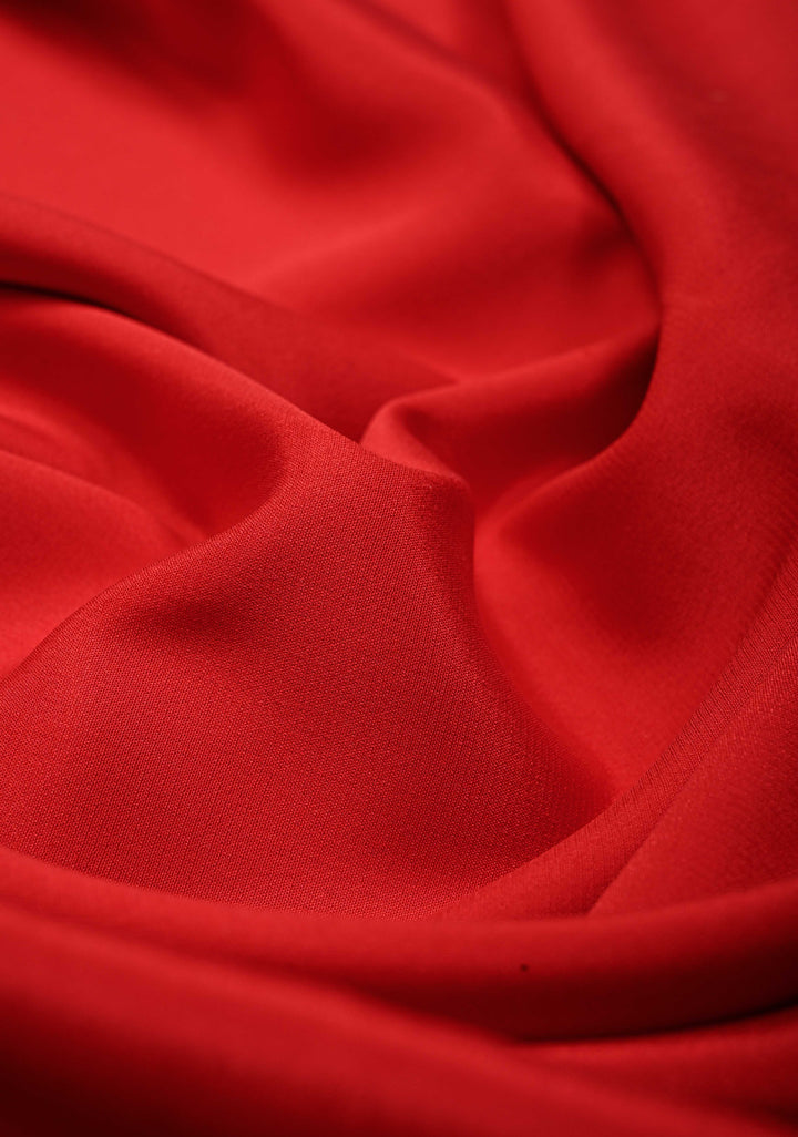 Blood Red Mysore Silk Saree with Minimal Zari Border  | SILK MARK CERTIFIED | SHOBITAM