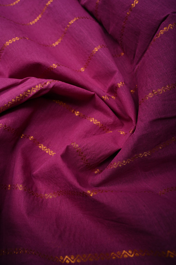 Purple Veldhari Zari Stripes Saree on Madurai Cotton With Contrast Zari Border | SHOBITAM
