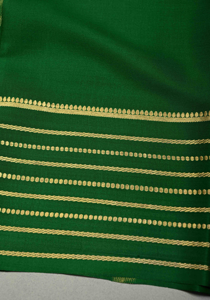 Mustard Yellow Mysore Silk Saree with Contrast Zari Stripes Border  | SILK MARK CERTIFIED | SHOBITAM