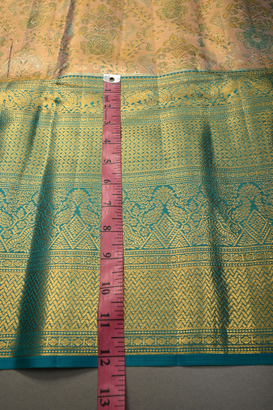 Peach Pure Kanjivaram Tissue Silk Saree with Meenakari Floral Brocade and Contrast Zari Border | SILK MARK CERTIFIED | SHOBITAM