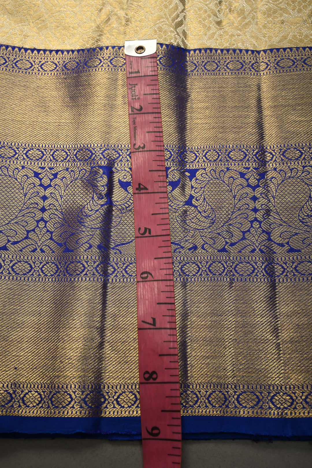 Talambralu Ivory-Gold Pure Kanjivaram Tissue Silk Saree with Floral Brocade Jaal and Contrast Zari Border | SILK MARK CERTIFIED | SHOBITAM