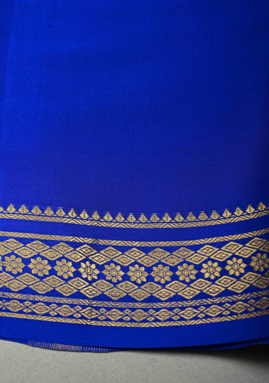 Purplish Blue Mysore Silk Saree with Minimal Zari Border  | SILK MARK CERTIFIED | SHOBITAM