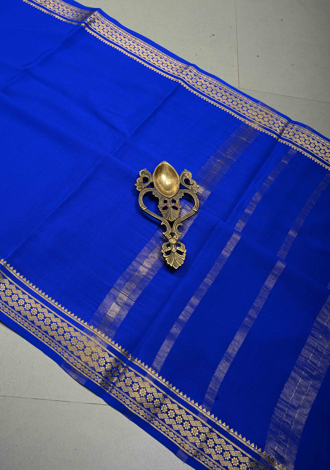 Purplish Blue Mysore Silk Saree with Minimal Zari Border  | SILK MARK CERTIFIED | SHOBITAM