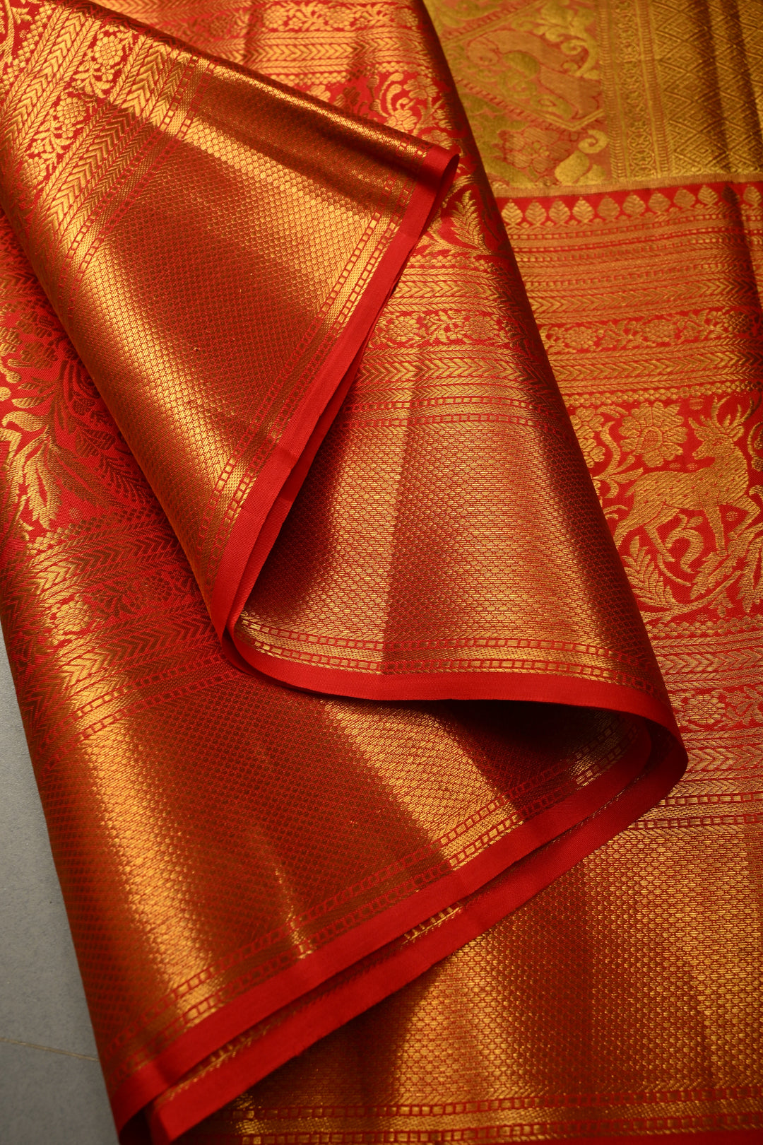 Peachy-Pink Dual Tone Pure Kanjivaram Tissue Silk Saree with Meenakari Floral Brocade and Contrast Zari Border | SILK MARK CERTIFIED | SHOBITAM