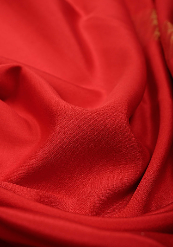 Blood Red Mysore Silk Saree with Zari Border  | SILK MARK CERTIFIED | SHOBITAM