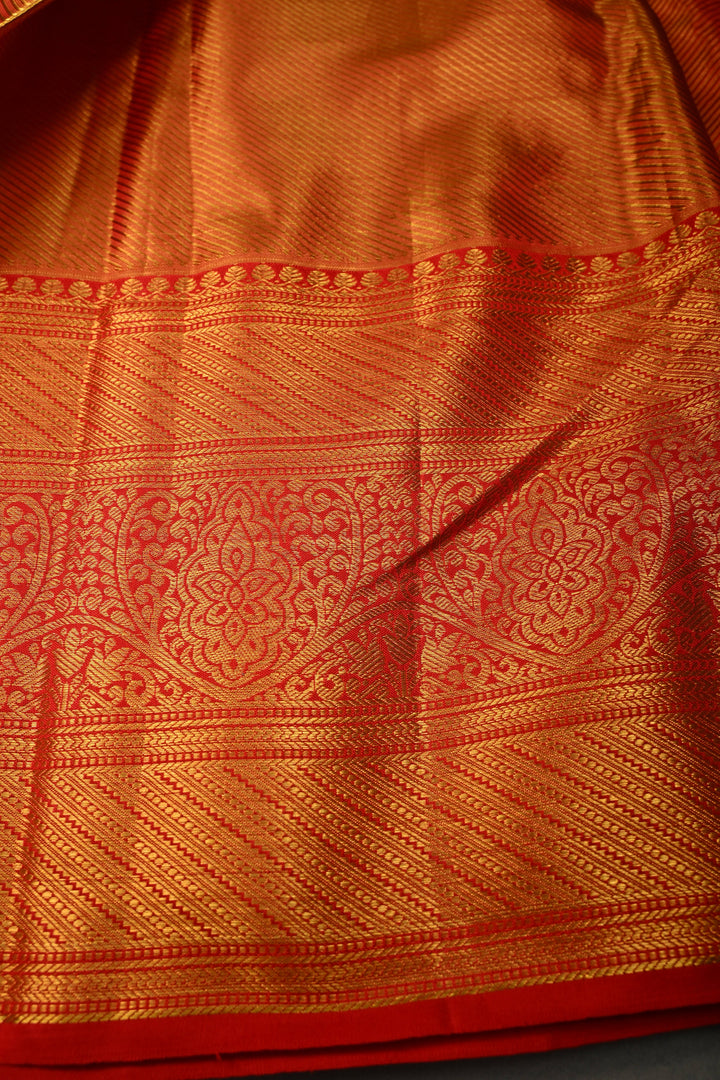 Green Pure Kanjivaram Tissue Silk Saree with Leheria  Meenakari Floral Jaal and Contrast Zari Border | SILK MARK CERTIFIED | SHOBITAM