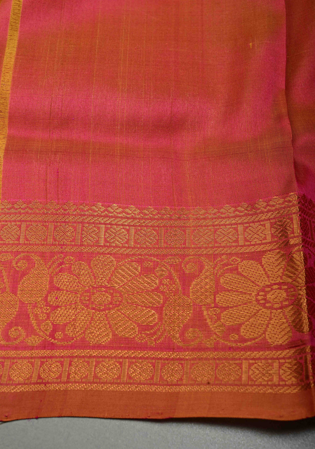 Pink Dual Tone Uppada Handloom Silk Saree with Meenakari Floral Zari Buttis and Zari Border | SILK MARK CERTIFIED | SHOBITAM