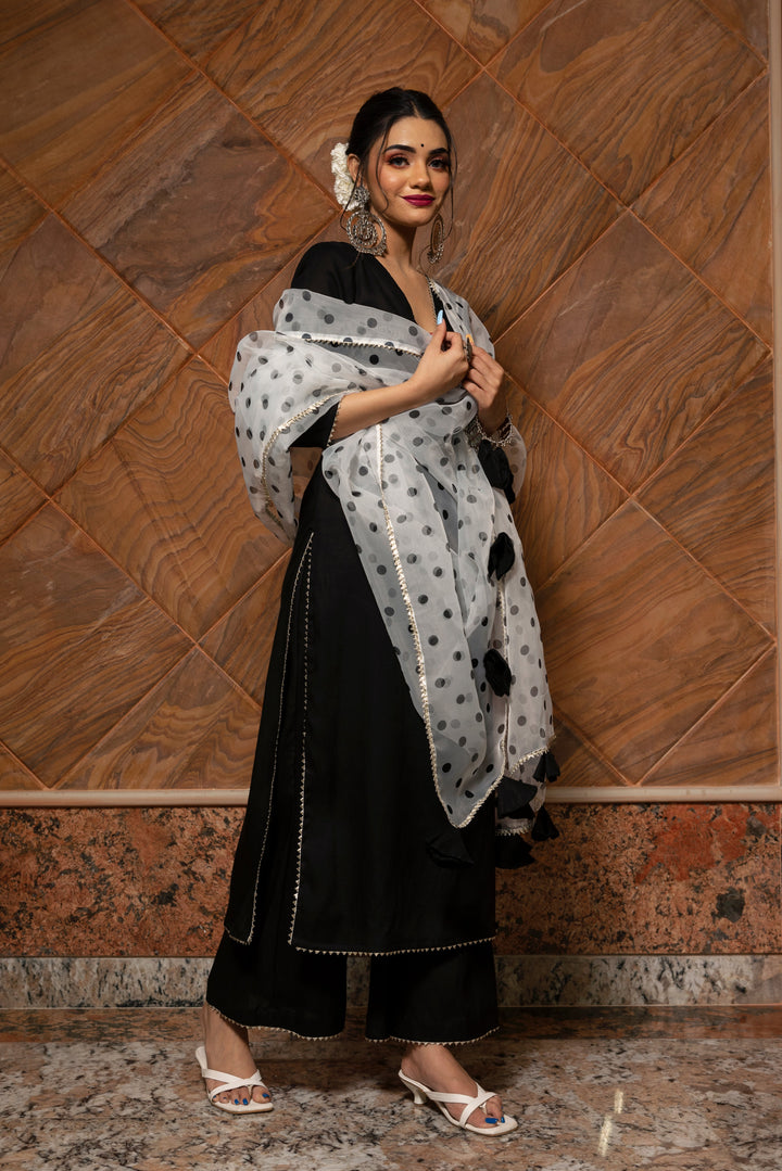 POLKA DOT BLACK SUIT SET | SHOBITAM