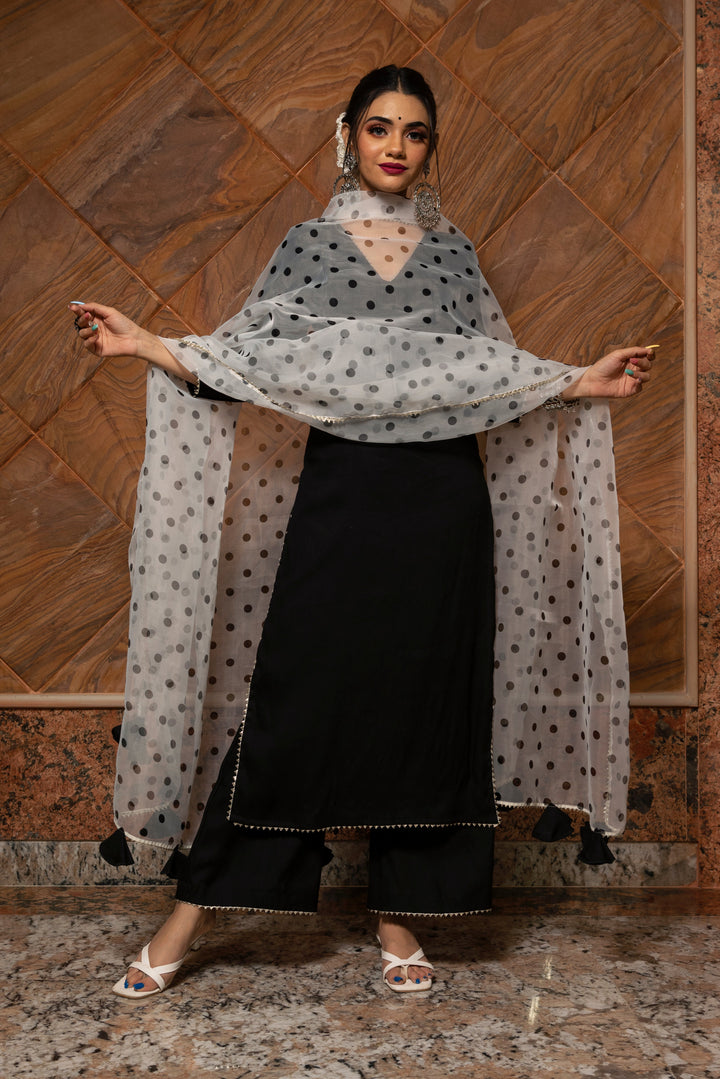 POLKA DOT BLACK SUIT SET | SHOBITAM