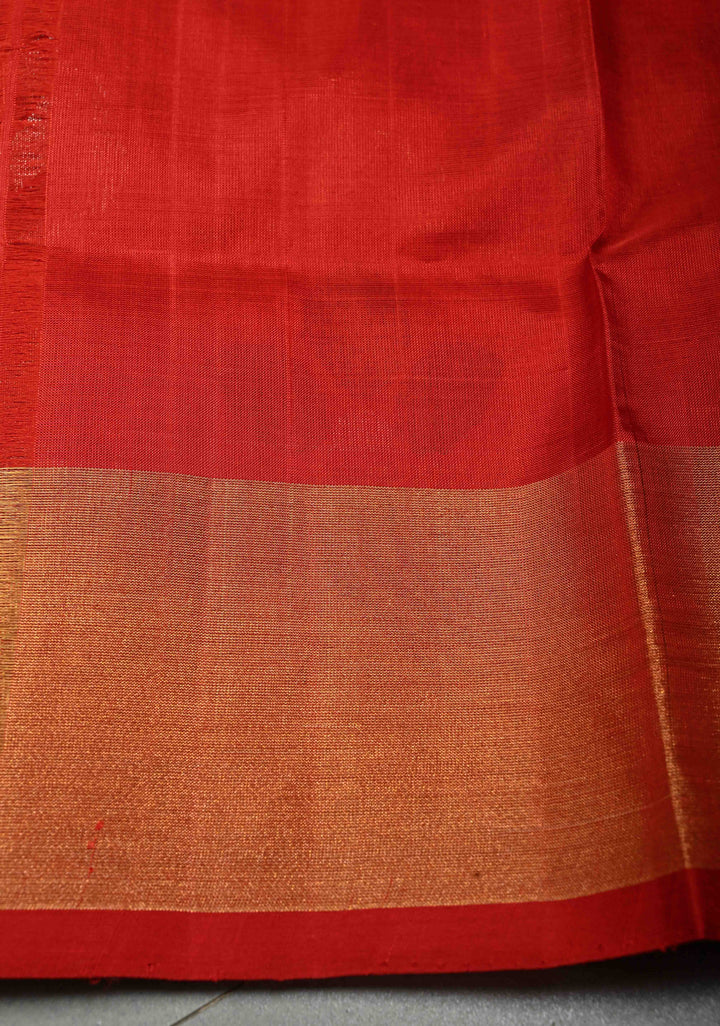 Methi Yellow Uppada Handloom Silk Saree with Gold-Silver Zari Buttas and Tissue Border | SILK MARK CERTIFIED | SHOBITAM