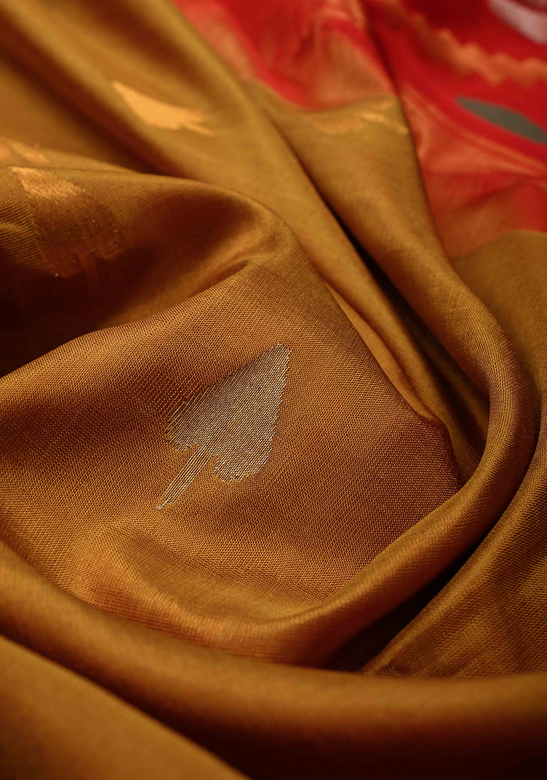 Methi Yellow Uppada Handloom Silk Saree with Gold-Silver Zari Buttas and Tissue Border | SILK MARK CERTIFIED | SHOBITAM