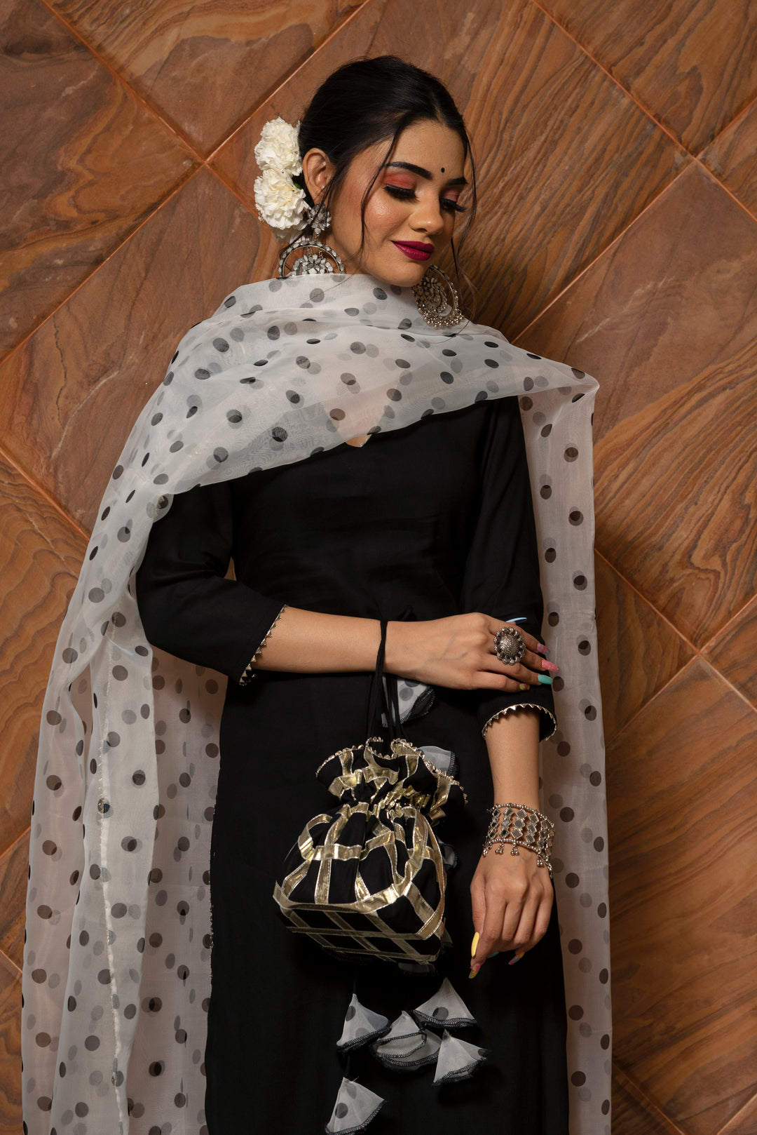 POLKA DOT BLACK SUIT SET | SHOBITAM
