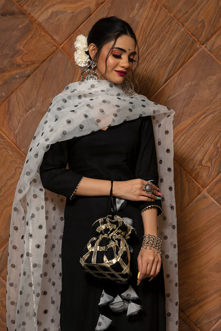 POLKA DOT BLACK SUIT SET | SHOBITAM