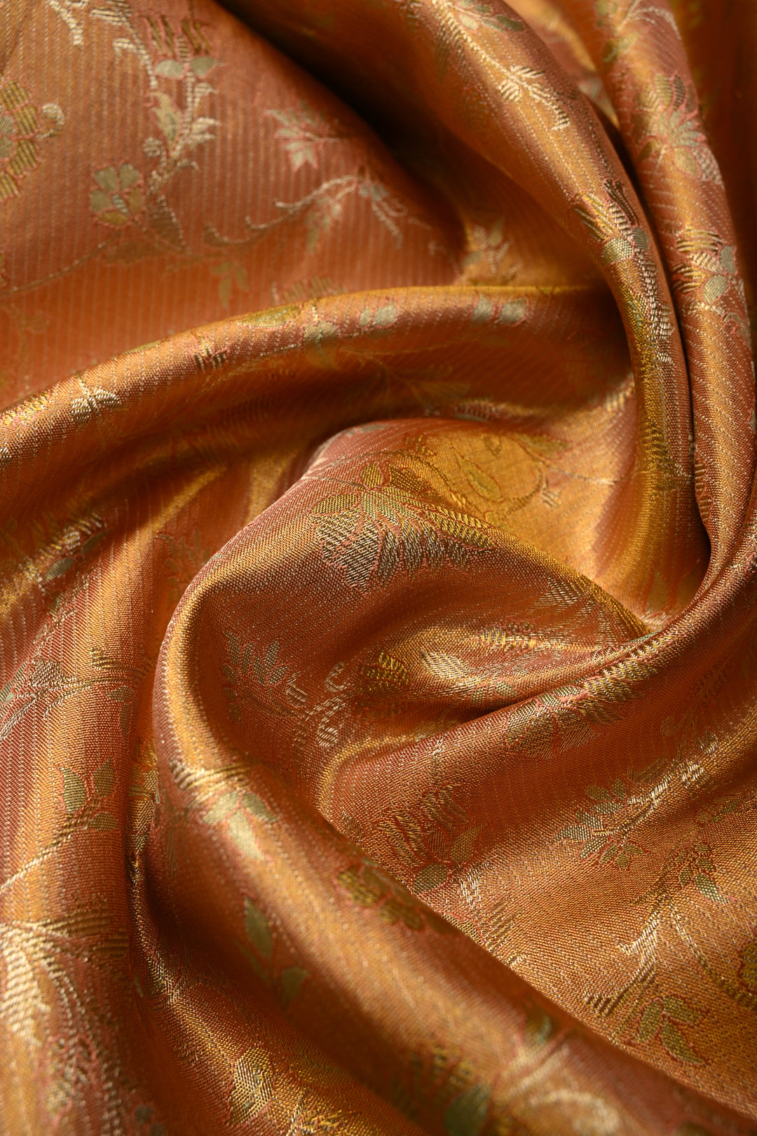 Pink-Peach Dual Tone Pure Kanjivaram Tissue Silk Saree with Meenakari Floral Brocade Jaal and wide Zari Border | SILK MARK CERTIFIED | SHOBITAM