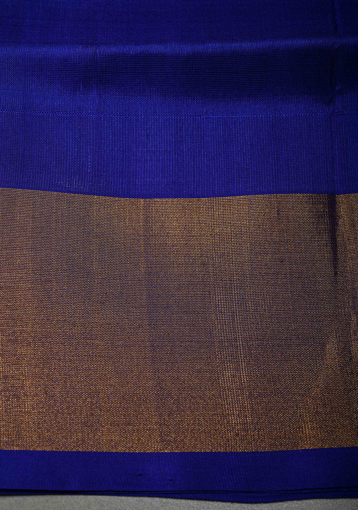 Blue Dual Tone  Sona Rupa Zari Stripes on Uppada Handloom Silk Saree with Panel and Tissue Border| SILK MARK CERTIFIED | SHOBITAM