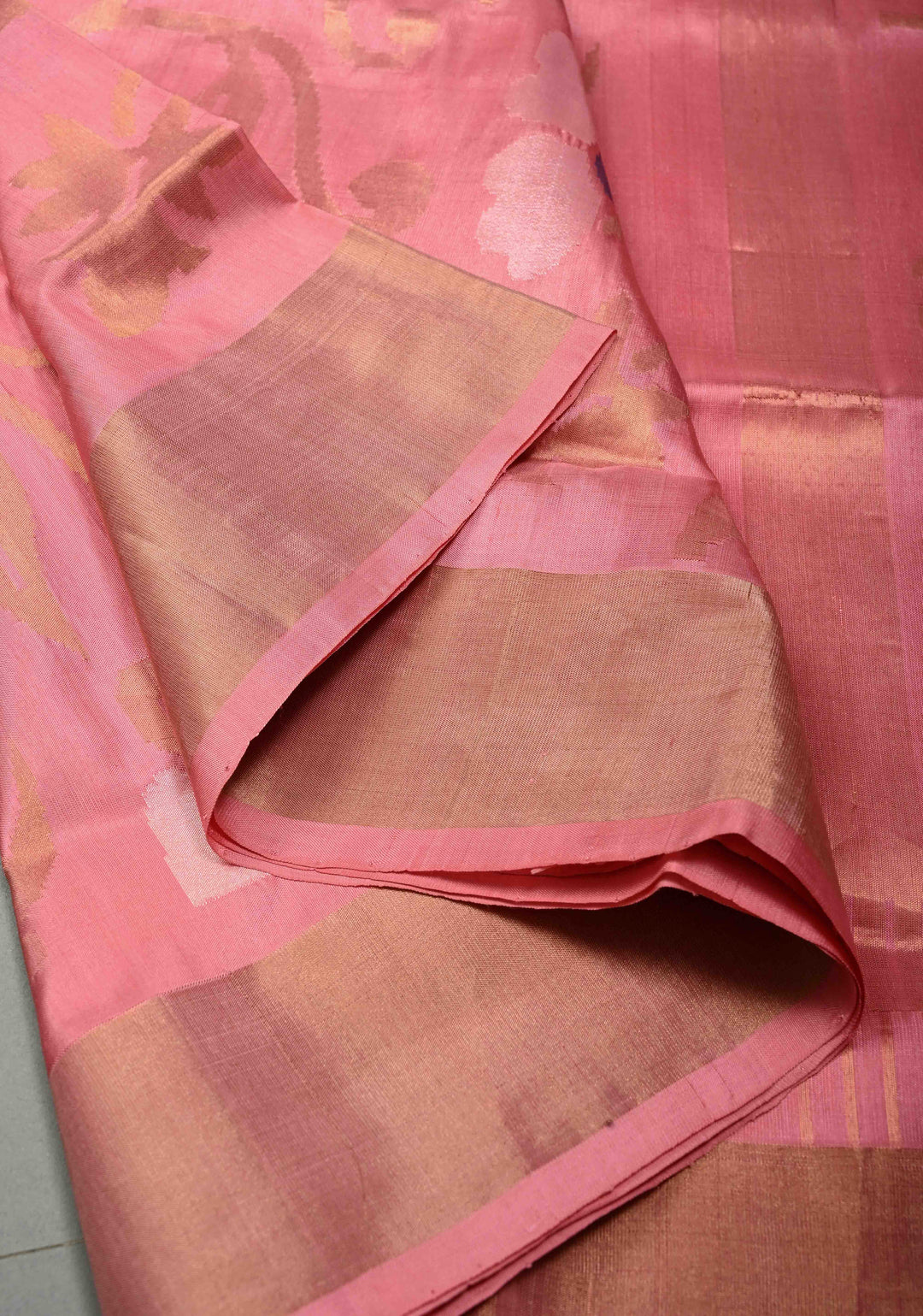 Rose Pink  Uppada Handloom Silk Saree with Meenakari Full Body Jamdani jaal and Tissue Border | SILK MARK CERTIFIED | SHOBITAM
