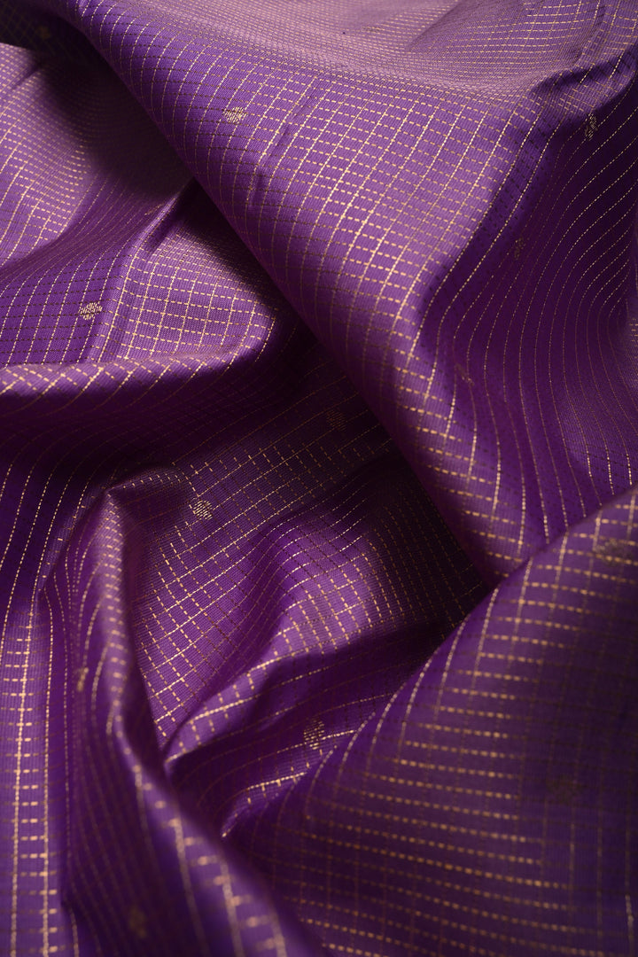 Lavender Kanjivaram Podi-Kattam Zari Checks on Pure Kanjivaram Soft Silk Saree with Zari Buttis and Rettiapet Zari Border | SILK MARK CERTIFIED | SHOBITAM