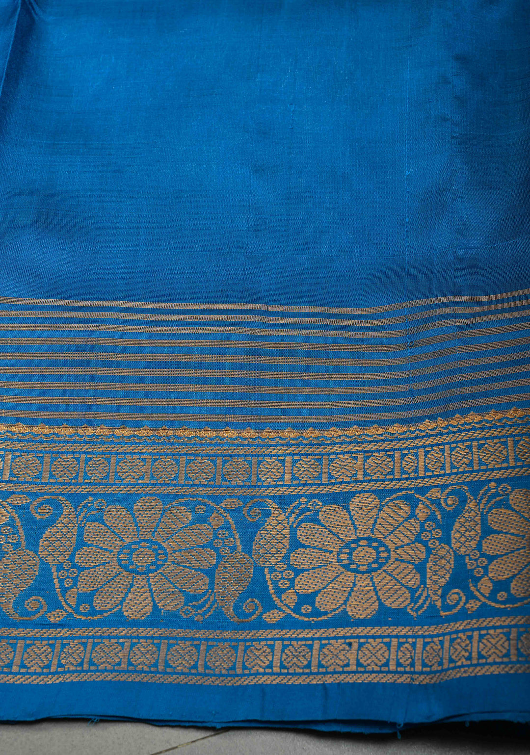 Mustard Yellow Uppada Handloom Silk Saree with Meenakari Floral Zari Buttas and Contrast Zari Border | SILK MARK CERTIFIED | SHOBITAM