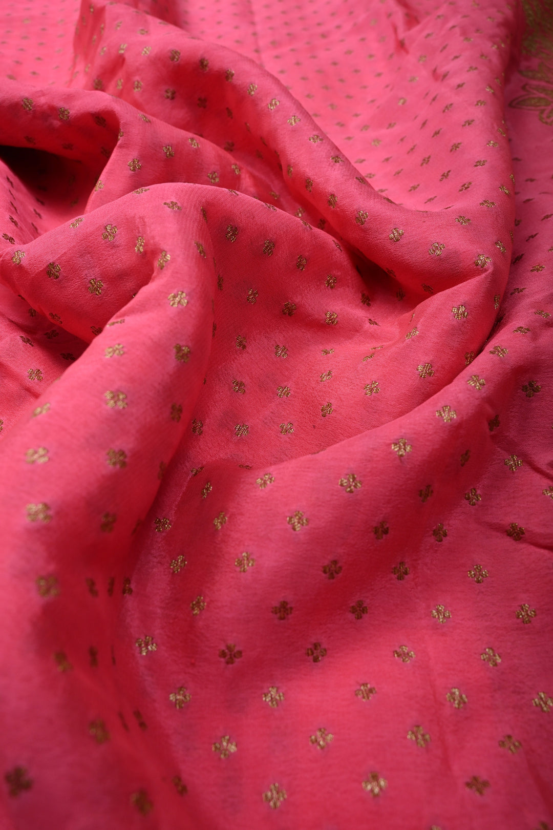 Dusty Pink Banarasi Silk Georgette Saree with Antique Zari Chunri Buttis and Zari Border | SILK MARK CERTIFIED | SHOBITAM