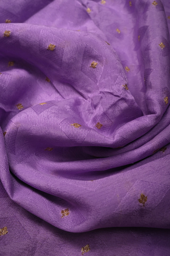 Lavender Banarasi Silk Creape Georgette Saree with Zari Buttis and Antique Oxidisesd Zari Border | SILK MARK CERTIFIED | SHOBITAM