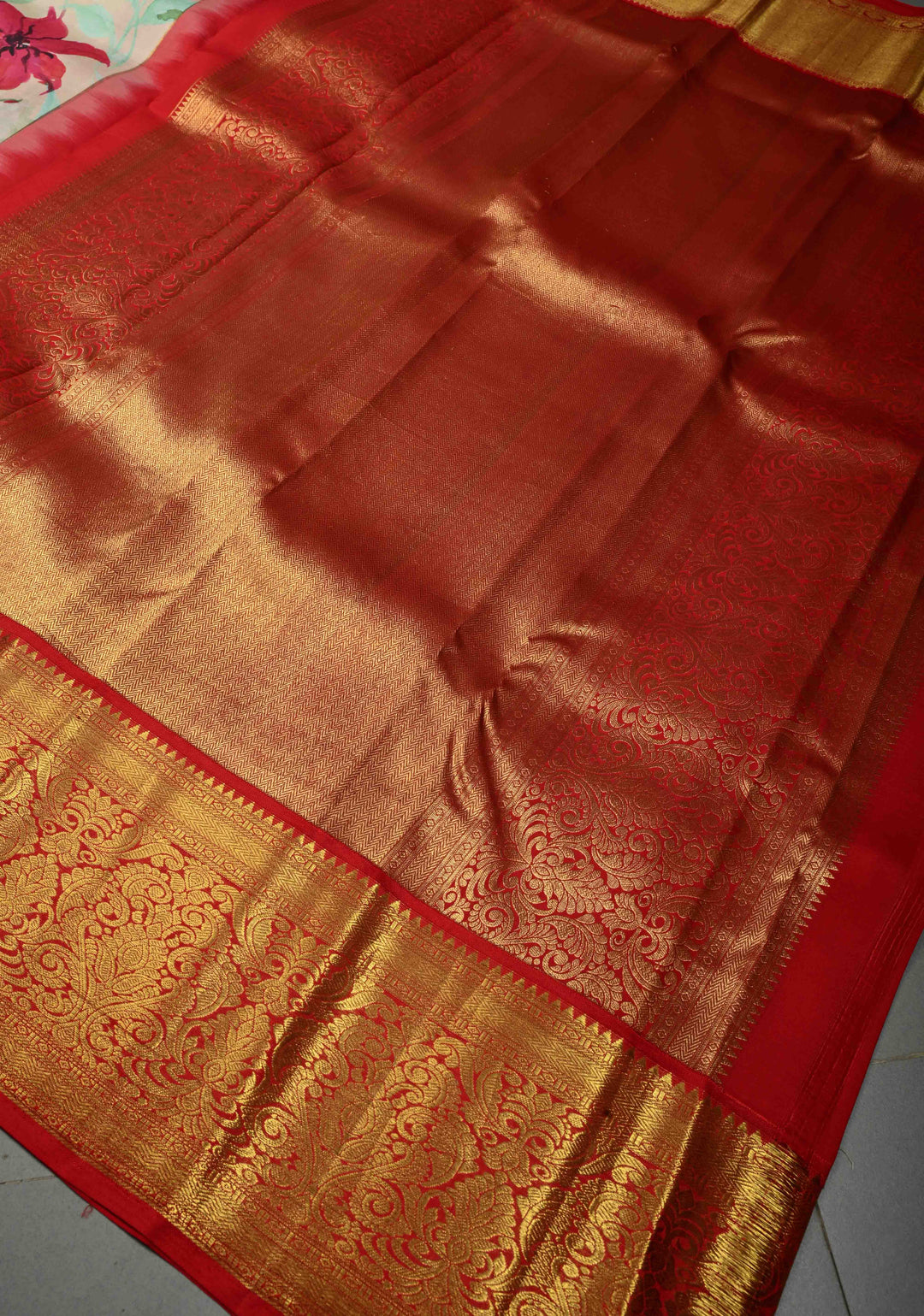 Mint-Aqua Pure Kanjivaram Silk Saree with Floral Digital Print and Contrast Zari Border | SILK MARK CERTIFIED | SHOBITAM