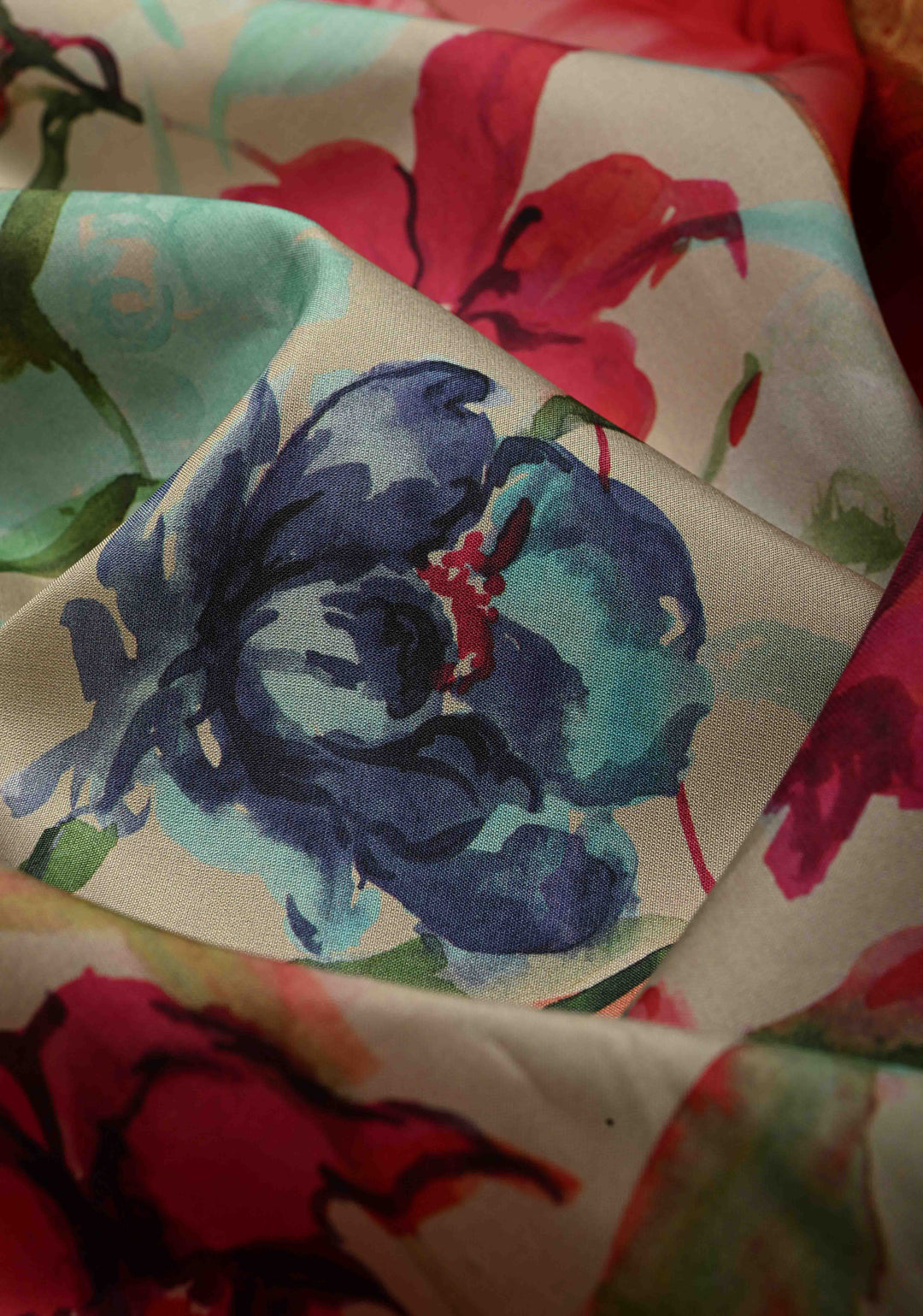 Mint-Aqua Pure Kanjivaram Silk Saree with Floral Digital Print and Contrast Zari Border | SILK MARK CERTIFIED | SHOBITAM