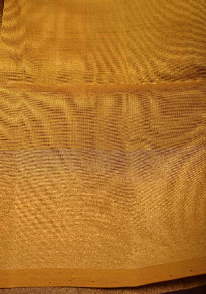 Coffee Brown Rangkaat Panel Design on Uppada Handloom Silk Saree with Gold-Silver Zari Buttas and Tissue Border | SILK MARK CERTIFIED | SHOBITAM