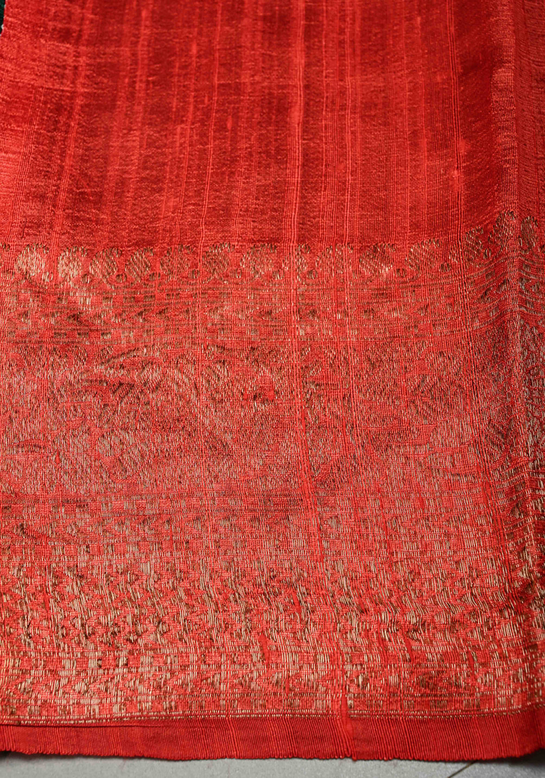 Deep Emerald Green Banarasi Raw Silk Saree with Antique Zari Buttas and Zari Border | SILK MARK CERTIFIED