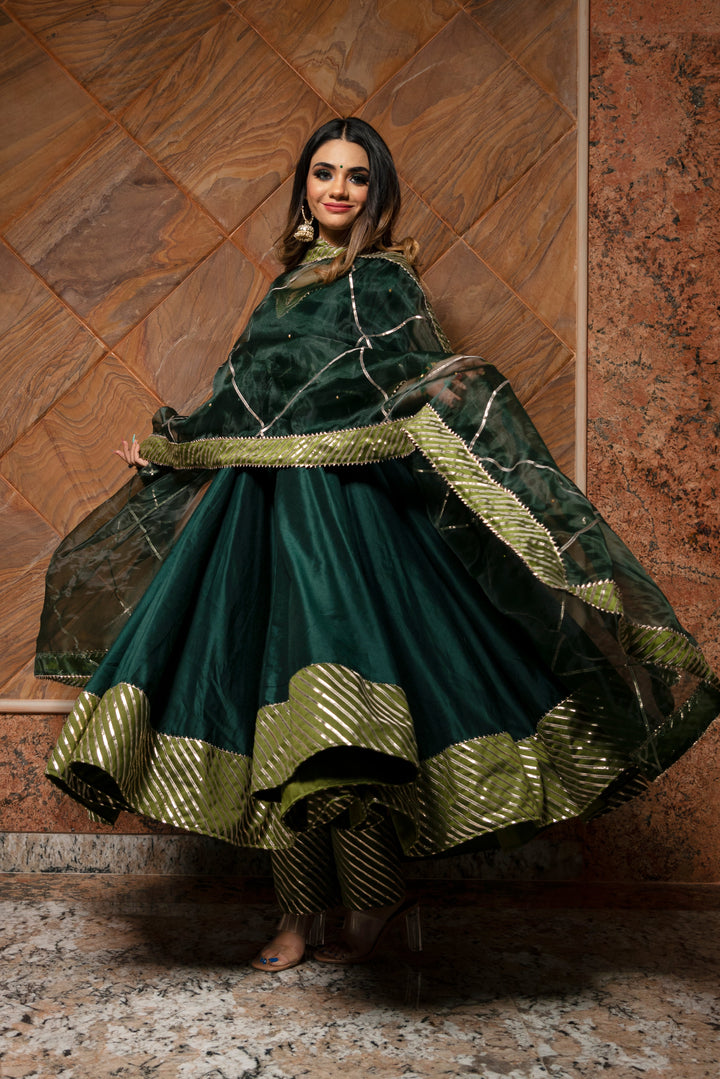 Jannat Dark Green Anarkali Set | SHOBITAM