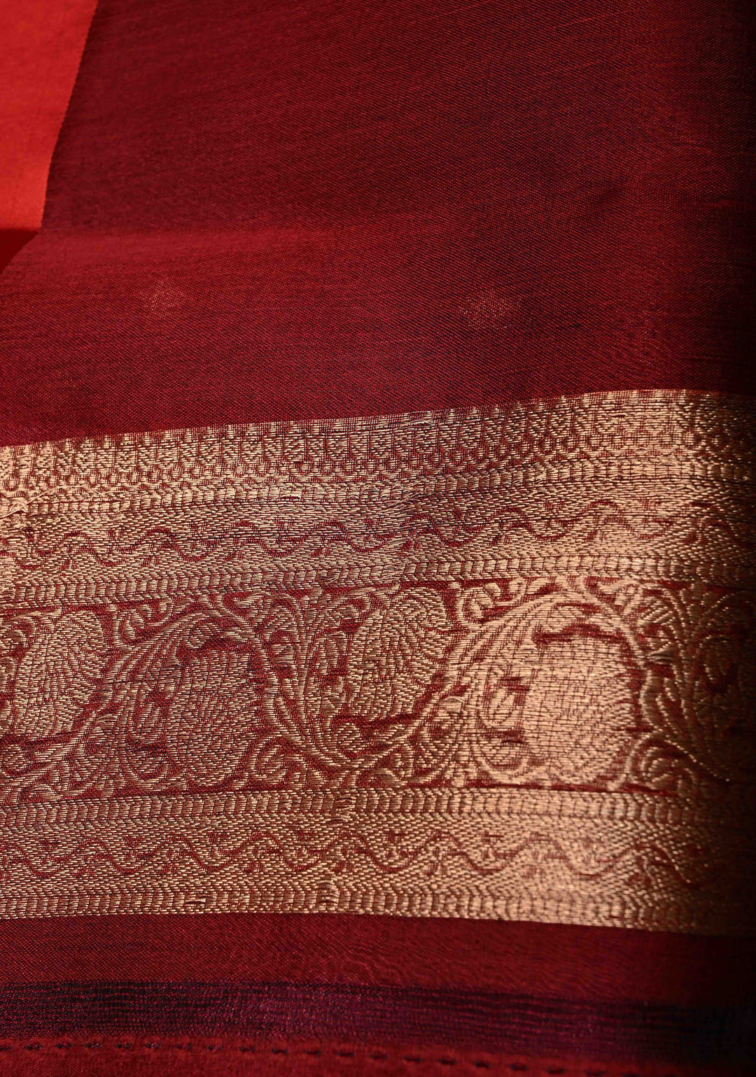 Magenta Pure Banarasi Organza Tissue Silk Saree with Zari Buttis and Contrast Two tone Zari Border | SILK MARK CERTIFIED | SHOBITAM