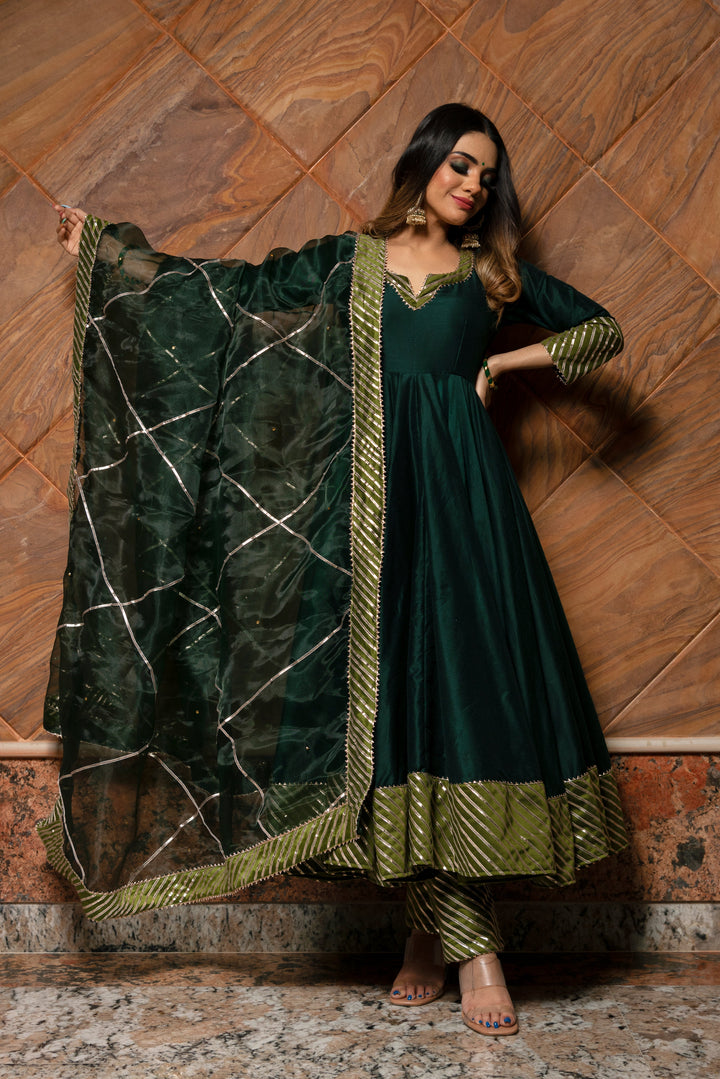 Jannat Dark Green Anarkali Set | SHOBITAM