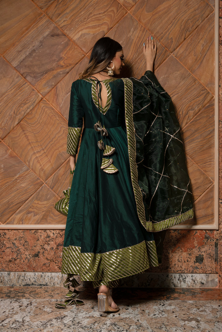Jannat Dark Green Anarkali Set | SHOBITAM