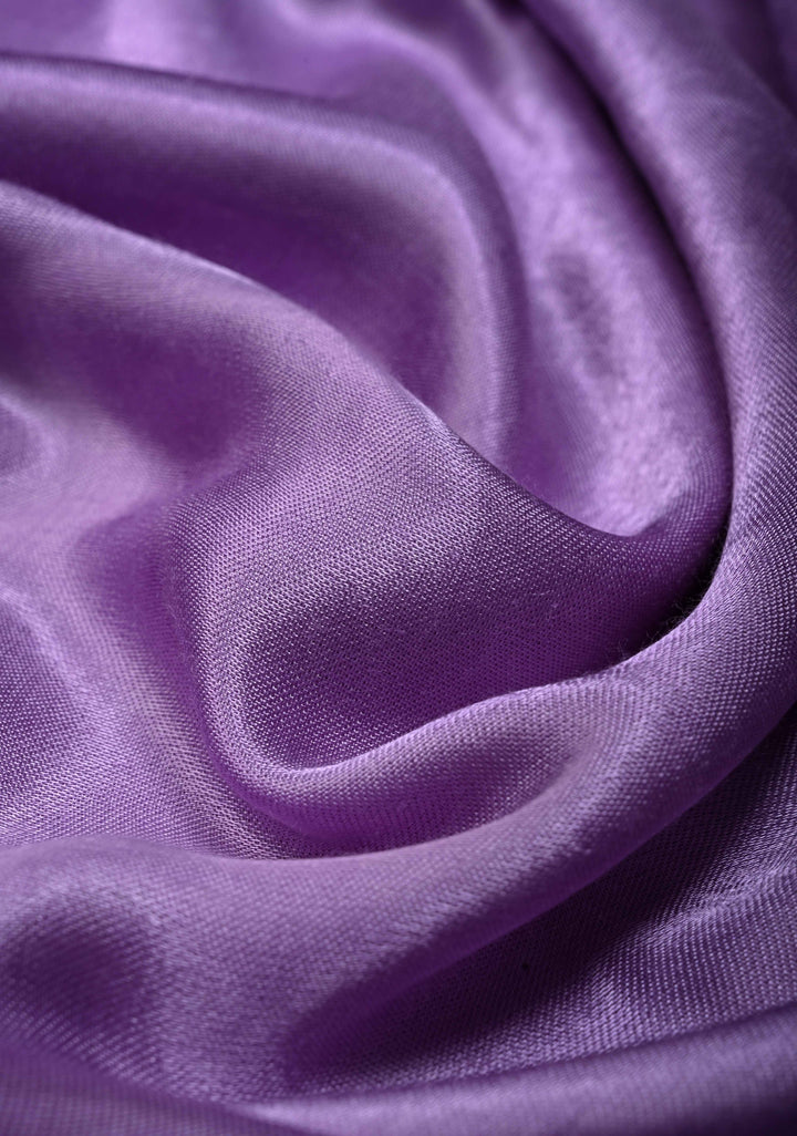 Lavender Borderless Modal Silk Saree with Lagda Patta Crushed Pallu | SHOBITAM