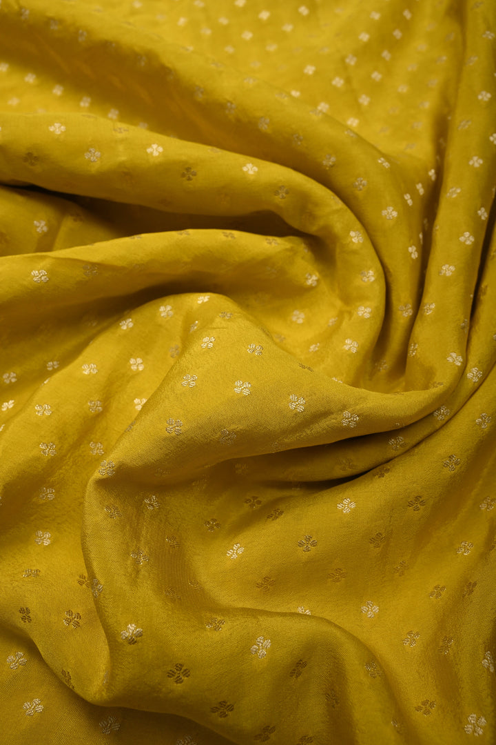 Sunflower Yellow Banarasi Georgette Silk Saree with Chunri Buttis and Zari Border | SILK MARK CERTIFIED | SHOBITAM