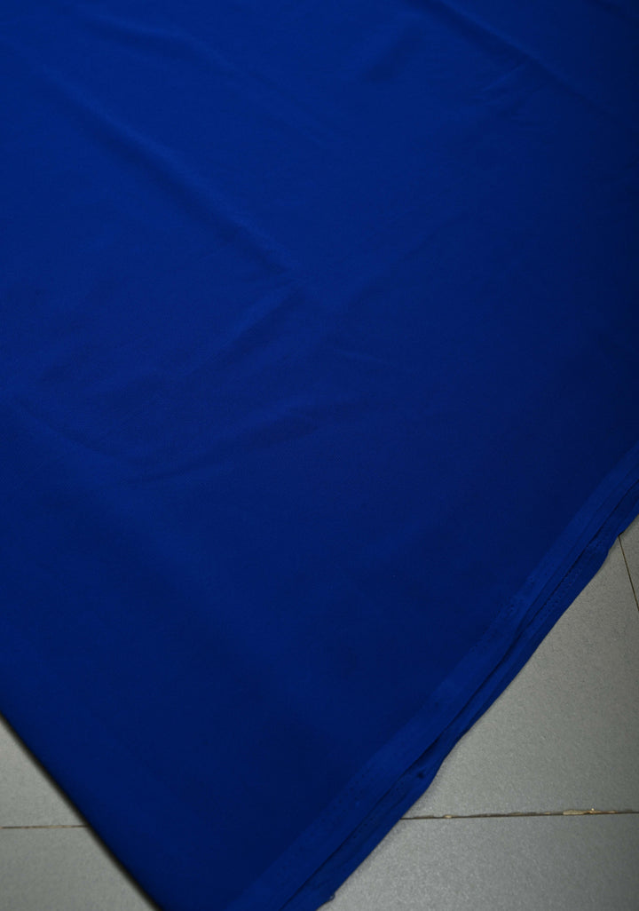 Royal Blue Georgette Saree with Floral Blooming Handpainted on Pallu, No Blouse Piece | SHOBITAM