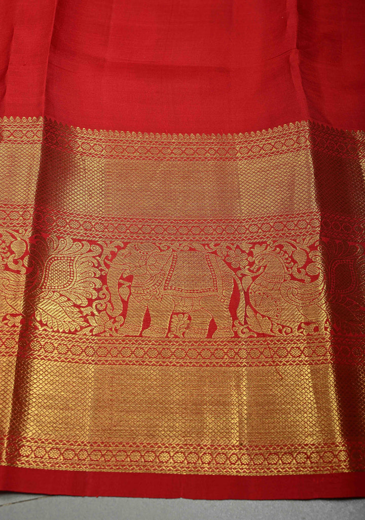 Aqua Blue Pure Kanjivaram Silk Saree with Feather Digital Print and Red Contrast Zari Border | SILK MARK CERTIFIED | SHOBITAM