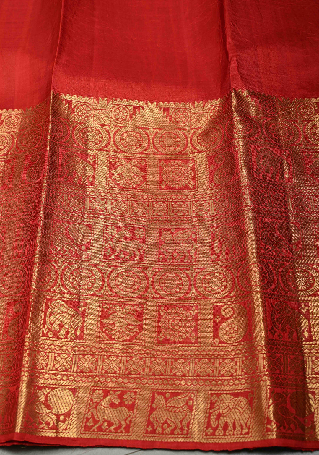 Yellow Pure Kanjivaram Silk Saree with Floral Digital Print and Contrast Checks Wide Zari Border | SILK MARK CERTIFIED | SHOBITAM