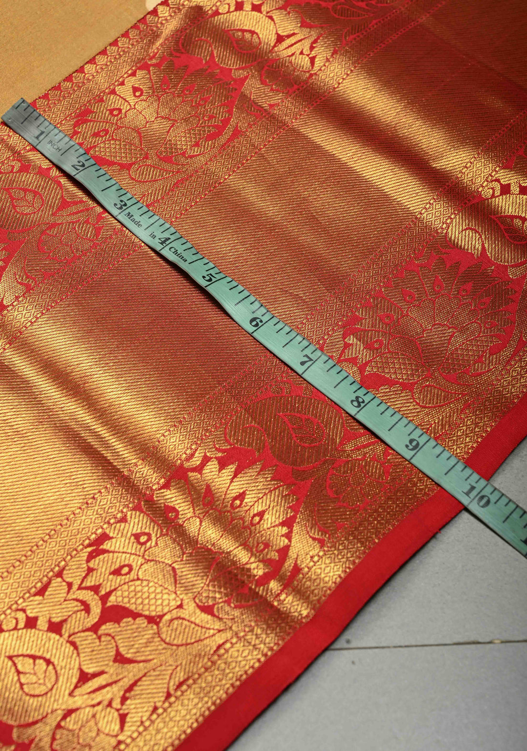 Methi Yellow Pure Kanjivaram Silk Saree with Large Floral Digital Print and Contrast Wide Zari Border | SILK MARK CERTIFIED | SHOBITAM