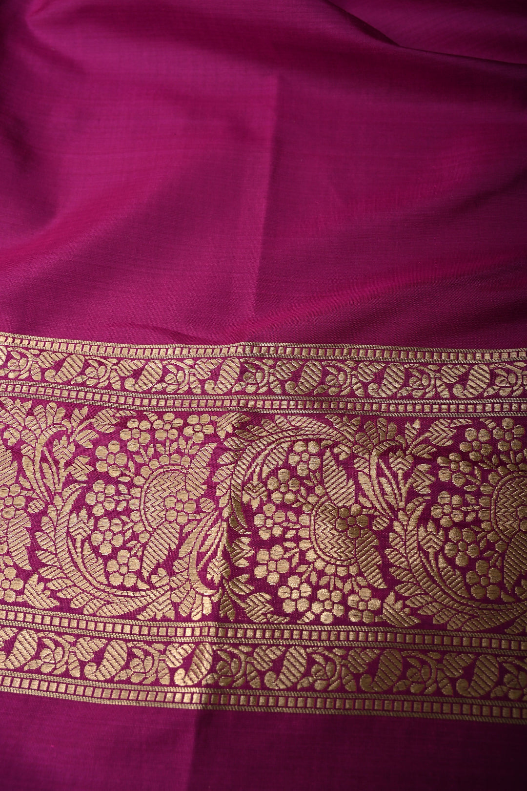 Brown-Green-Purple Dual Tone Pure Banarasi Katan Silk Saree with Meenakari Floral Brocade Jaal and Zari Border | SILK MARK CERTIFIED | SHOBITAM