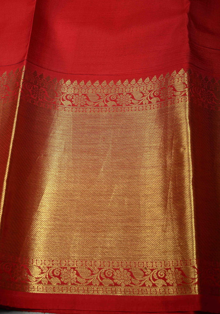 Methi Brown Pure Kanjivaram Silk Saree with Floral Digital Print and Contrast Wide Zari Border | SILK MARK CERTIFIED | SHOBITAM