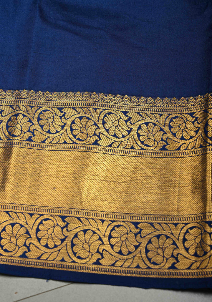 Pink Pure Kanjivaram Silk Saree with Floral Digital Print and Contrast Zari Border | SILK MARK CERTIFIED | Shobitam (Copy)