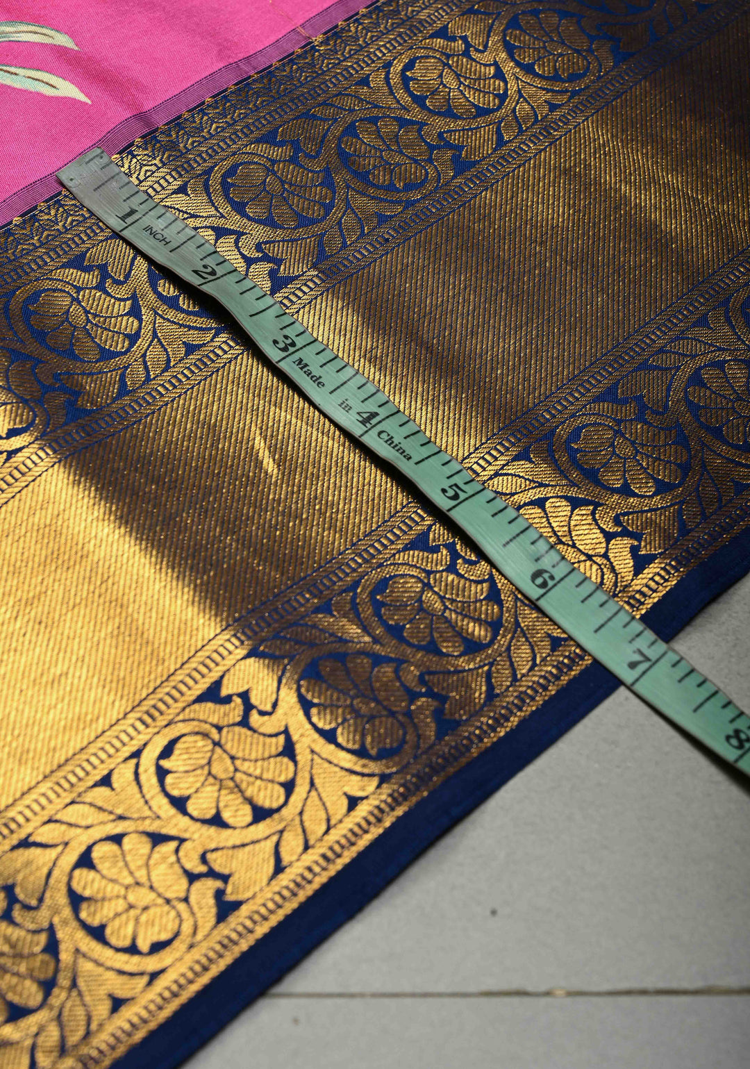 Pink Pure Kanjivaram Silk Saree with Floral Digital Print and Contrast Zari Border | SILK MARK CERTIFIED | Shobitam (Copy)