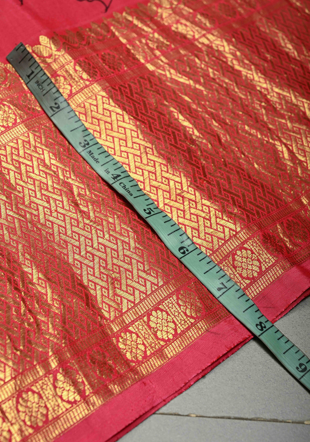 Raspberry Kalamkari Floral Jaal on Semi Silk Saree with Zari Buttas and Zari Border | SHOBITAM