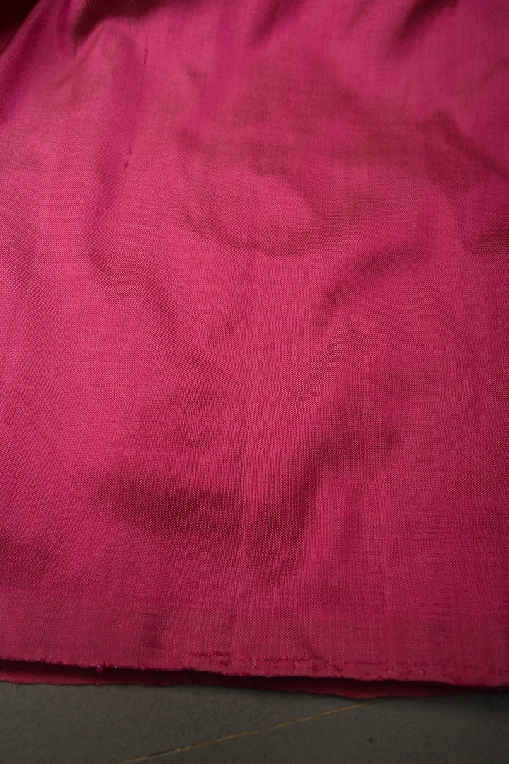 French Rose Checks on Pochampally Ikkat Pure Silk Saree with Buttas and Contrast Border  | SILK MARK CERTIFIED | SHOBITAM