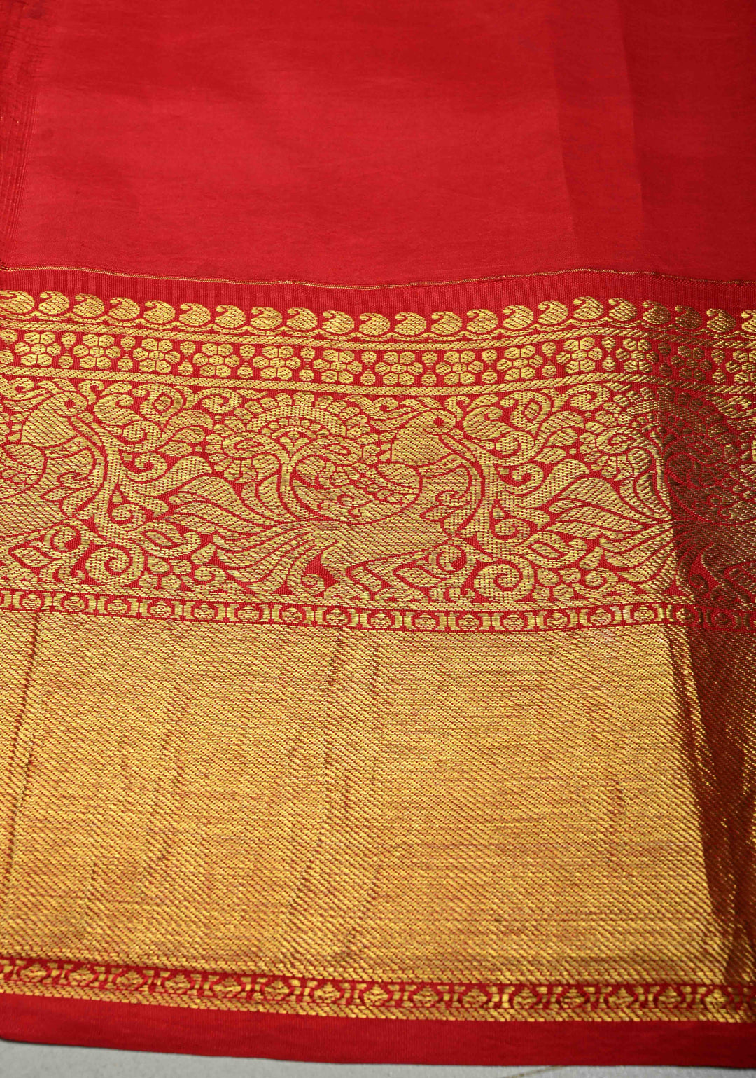 Peacock and Floral Theme : Authentic Pen Kalamkari Handpainted on Pure Kanjivaram Silk Saree with Contrast Wide Zari Border | SILK MARK CERTIFIED | SHOBITAM