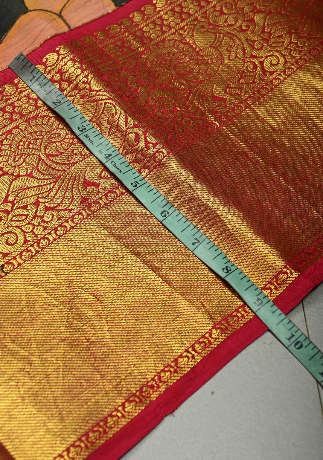 Peacock and Floral Theme : Authentic Pen Kalamkari Handpainted on Pure Kanjivaram Silk Saree with Contrast Wide Zari Border | SILK MARK CERTIFIED | SHOBITAM