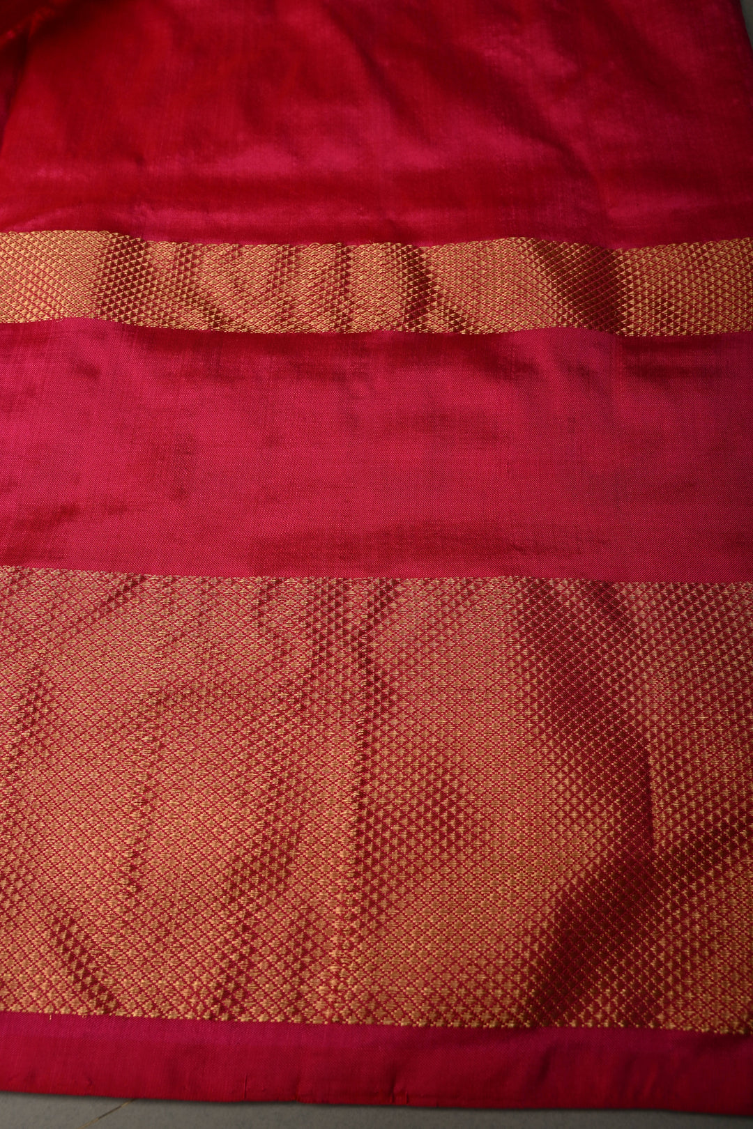 Light Orange Pochampally Ikkat Pure Silk Saree with Brocade and Birds Panel Design on Contrast Zari Border  | SILK MARK CERTIFIED | SHOBITAM